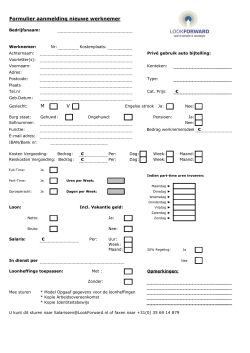 Formulier aanmelding nieuwe werknemer M V