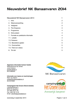 Nieuwsbrief NK Banaanvaren 2014
