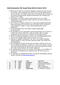 Selectiesysteem NK Jeugd Weg District Noord 2014