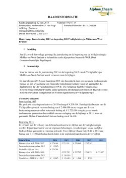 Jaarrekening 2013 en begroting 2015 Veiligheidsregio Midden en