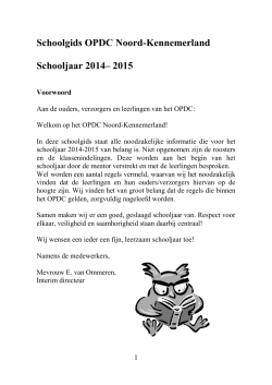 Schoolgids OPDC Noord-Kennemerland Schooljaar 2014– 2015