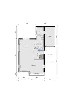 hal wc mk keuken eethoek woonkamer bijkeuken berging optie