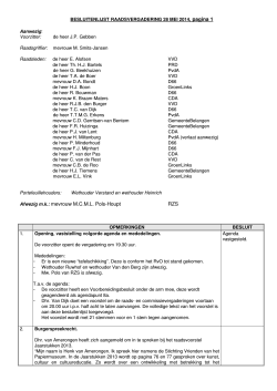 pagina 1 Afwezig m.k.: mevrouw M.C.M.L. Pols
