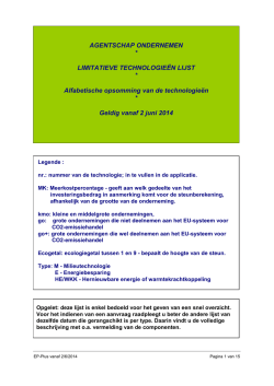 Ecologiepremie Plus - limitatieve lijst van technologie&euml;n 02/06/2014
