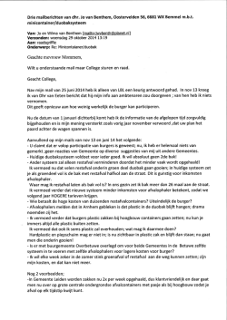 Drie mailberichten van dhr. Jo van Benthem, Oostervelden 56, 6681