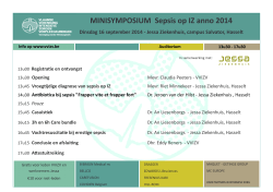 MINISYMPOSIUM Sepsis op IZ anno 2014 Dinsdag 16