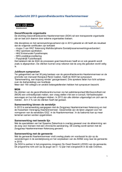Jaarbericht 2013 gezondheidscentra Haarlemmermeer