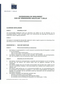 HUISHOUDELIJK REGLEMENT VAN DE VERENIGING