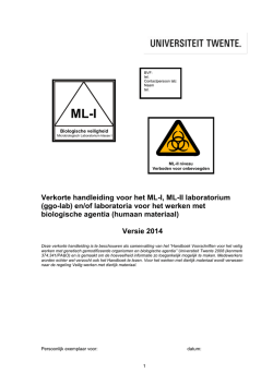 Verkorte handleiding voor het ML-I, ML-II laboratorium (ggo