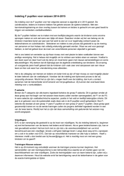 Indeling F pupillen voor seizoen 2014-2015