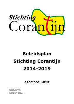 Beleidsplan Stichting Corantijn 2014-2019