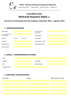 Inschrijfformulier 2014 - StION Stichting Islamitische Organisatie