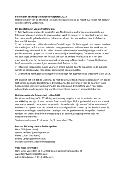 Beleidsplan Stichting Talentvolle Fotografen 2014 (pdf)