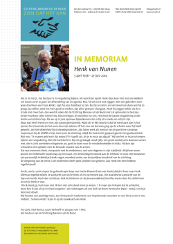 IN MEMORIAM Henk van Nunen