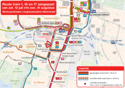 Route tram 1, 16 en 17 aangepast
