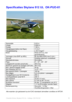Specificaties Skylane 912 UL OK-PUO-81