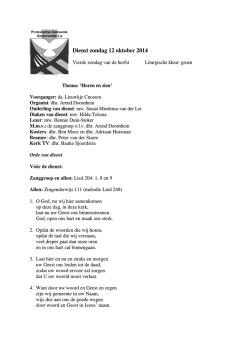 Dienst zondag 12 ok Dienst zondag 12 oktober