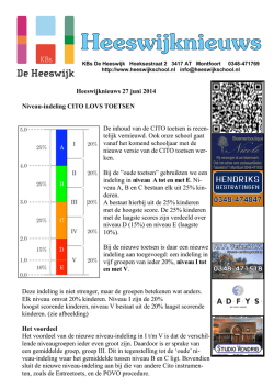 Heeswijknieuws 27 juni 2014 Niveau-indeling CITO