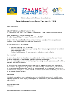 Bevestiging deelname Zaans Zwemfestijn 2014