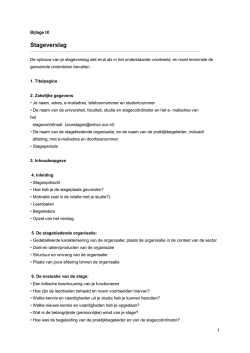 Bijlage IX van de handleiding : Stageverslag