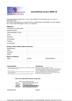 Inschrijf formulier - Arjan Roza Lastechniek BV