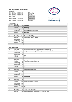 Jaarplanning De Brouwerij Zetten 2014-2015