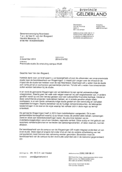 Reactie provincie op brief Bewonersvereniging Noordwest