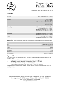 Informatie voor cursisten 2014 &ndash; 2015 Lestijden