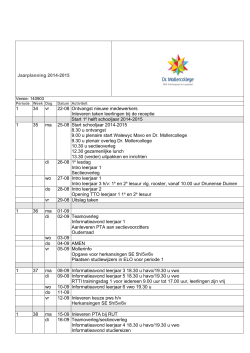 Jaarplanning 2014-2015 1 34 vr 22-08 Ontvangst