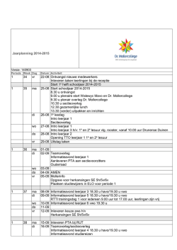 Jaarplanning 2014-2015 1 34 vr 22-08 Ontvangst