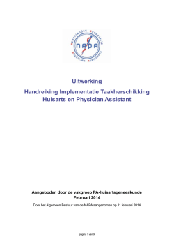 Handreiking Implementatie taakherschikking Huisartsen