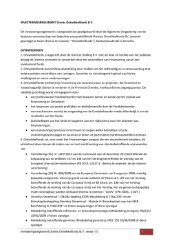 Investeringsreglement Drents Ontwikkelfonds B.V.