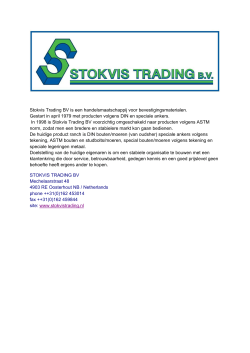 Stokvis Trading BV is een handelsmaatschappij voor