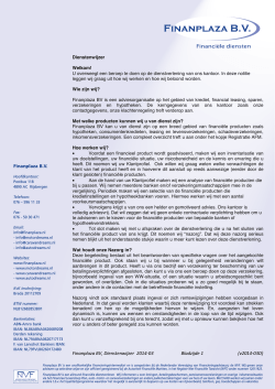 Finanplaza BV, Dienstenwijzer 2014-03 Bladzijde 1