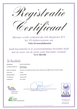 Hiermee wordt verklaard dat AJA Registrars B. V. het VG