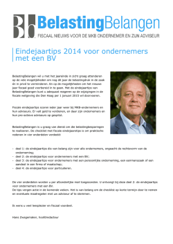 Eindejaartips 2014 voor ondernemers met een BV