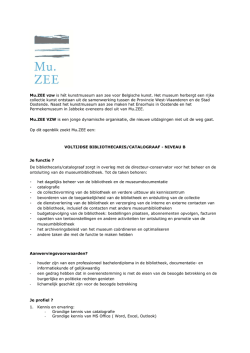Vacature VOLTIJDSE BIBLIOTHECARIS/CATALOGRAAF
