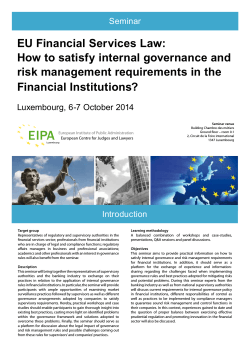 EU Financial Services Law: How to satisfy internal