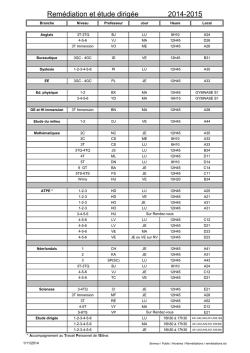Horaire des Rem&eacute;diations