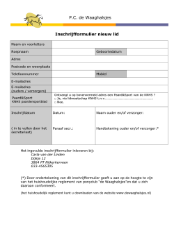 P.C. de Waaghalsjes Inschrijfformulier nieuw lid
