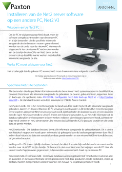 Installeren van de Net2 server software op een andere PC