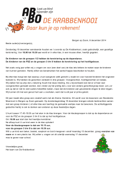 Bergen op Zoom, 8 december 2014 Beste ouder(s
