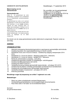 Agenda gemeenteraad 25 september 2014
