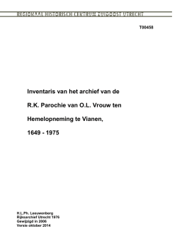 Inventaris van het archief van de R.K. Parochie van O.L. Vrouw ten