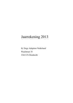 Jaarrekening 2013 - Dogs Adoptions Nederland