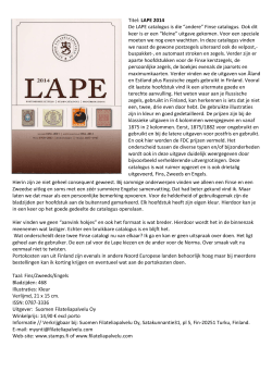 Titel: LAPE 2014 De LAPE catalogus is die