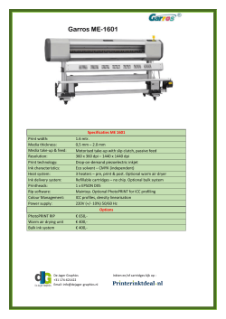 Specificaties ME 1601 Print width