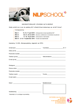 INSCHRIJFFORMULIER OPLEIDING NLP IN