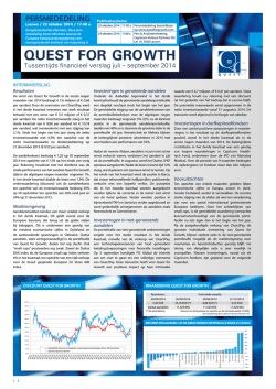 Resultaten Q3 2014 - Quest for Growth NV