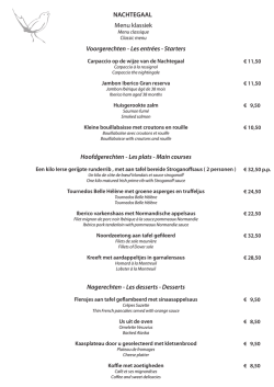 Menukaart zomer 2014